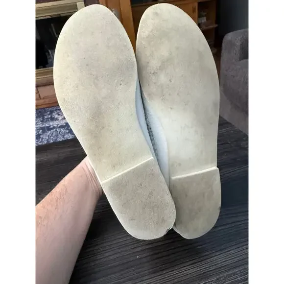 Vintage Genuine Leather USA Made White Fringe Ankle Moccasins SZ. 9 - Picture 5 of 9